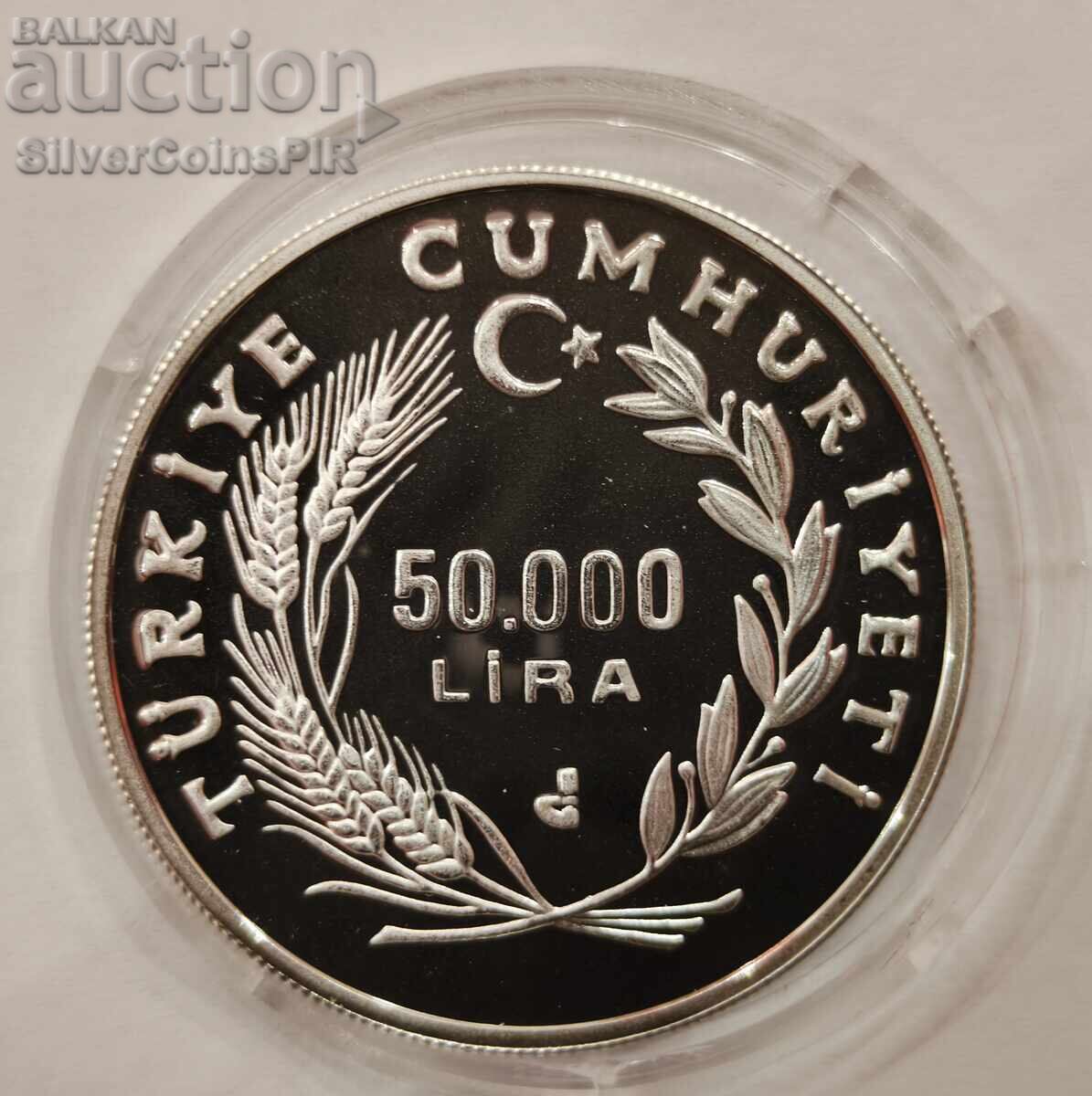 Licitație Argint 50000 Lire Cupa Mondială de Fotbal 1994 Turcia