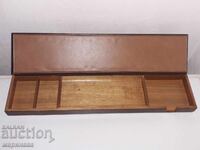 ORGANIZATOR DE BIROU VINTAGE. PIELE, LEMN