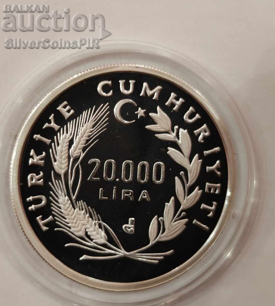 Auction  Silver 20,000 Lira World Cup Football 1990 Turkey