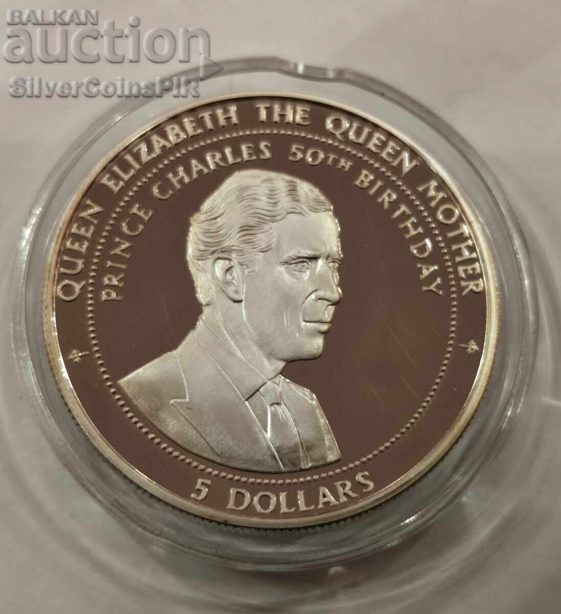 Argint 5$ 50-a Aniversare a Nașterii lui Charles 1998 Kiribati cu preț € 20.40 | 39.90 BGN Argint 5$ 50-a Aniversare a Nașterii lui Charles 1998 Kiribati cu preț € 20.40 | 39.90 BGN