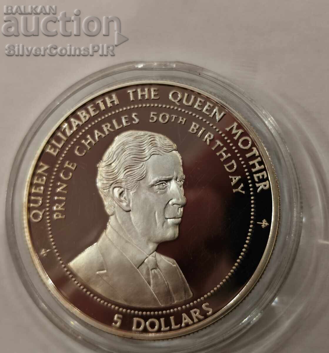 Licitație Argint 5$ 50-a Aniversare a Nașterii lui Charles 1998 Kiribati Licitație Argint 5$ 50-a Aniversare a Nașterii lui Charles 1998 Kiribati