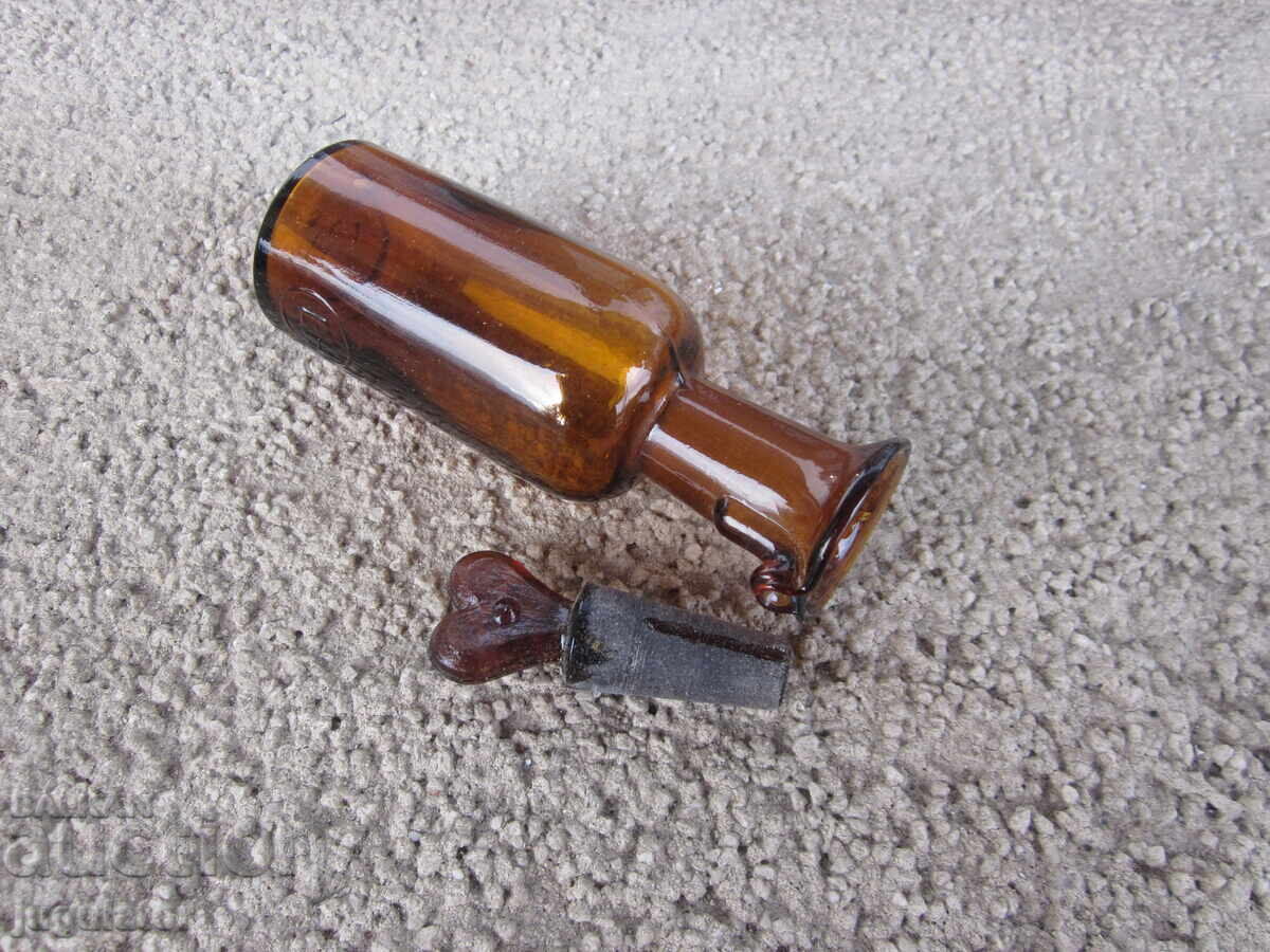 Аукцион старо Германско медицинско аптекарско стъклено шише L-H