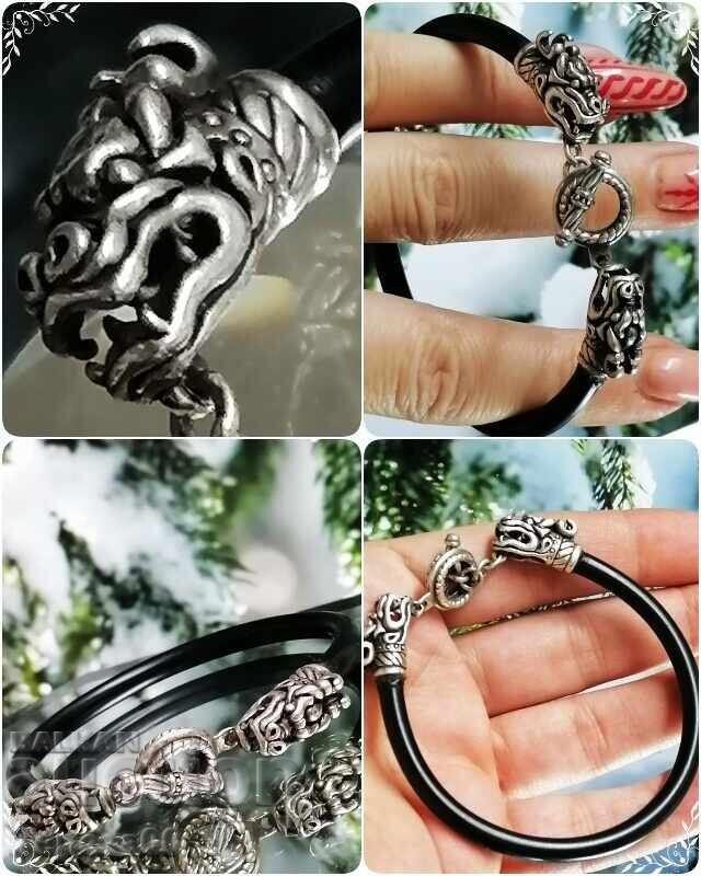 Ασημένιο βραχιόλι με δράκους