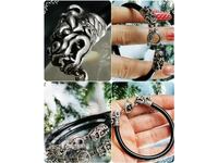 Сребърна гривна с дракони