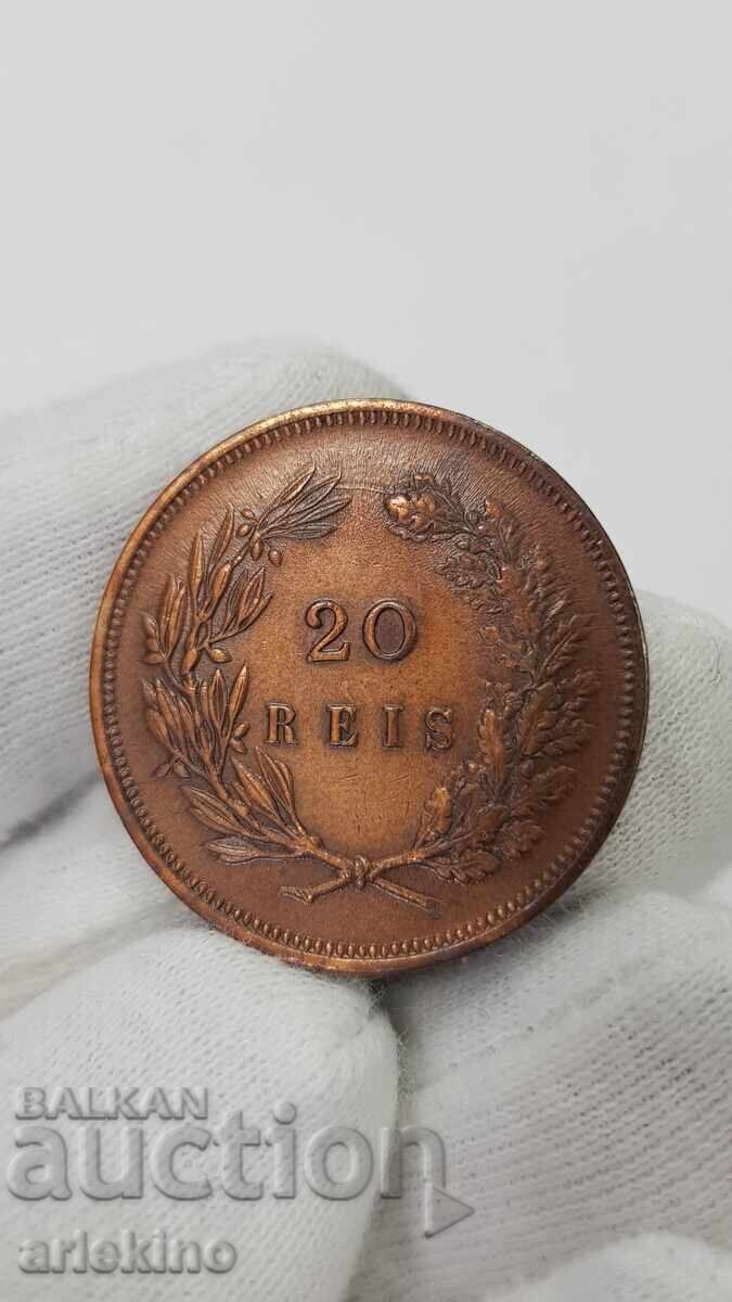 Рядка медна монета 20 REIS 1881 Португалия с цена € 35.00 | 68.45 лв. Рядка медна монета 20 REIS 1881 Португалия с цена € 35.00 | 68.45 лв.