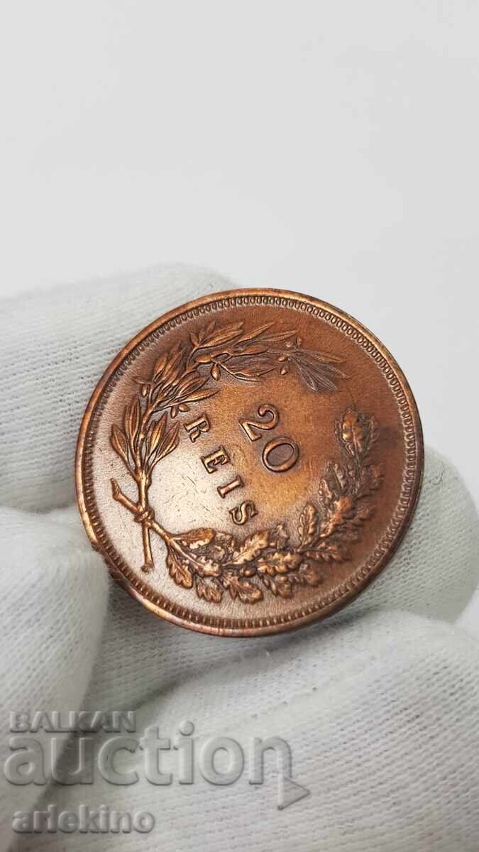 Аукцион Рядка медна монета 20 REIS 1881 Португалия Аукцион Рядка медна монета 20 REIS 1881 Португалия