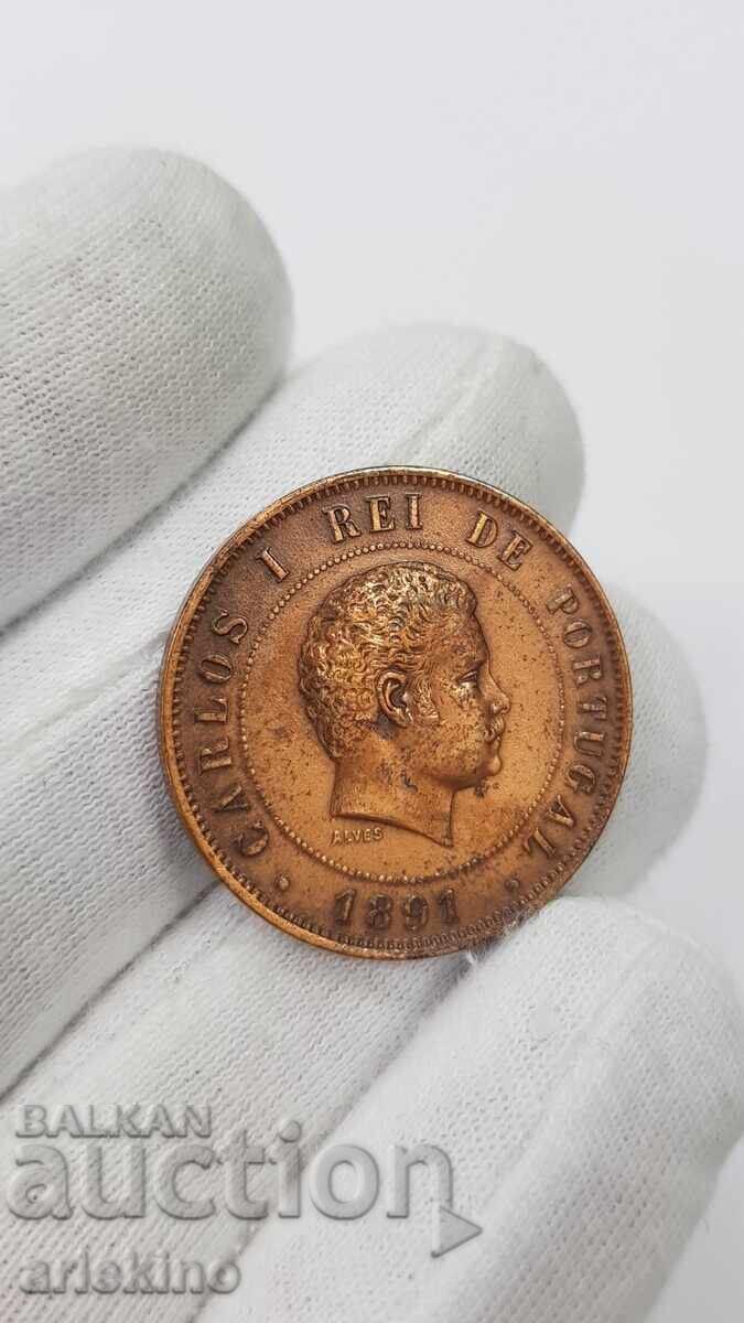 Рядка медна монета 20 REIS 1881 Португалия - 6 Рядка медна монета 20 REIS 1881 Португалия - 6