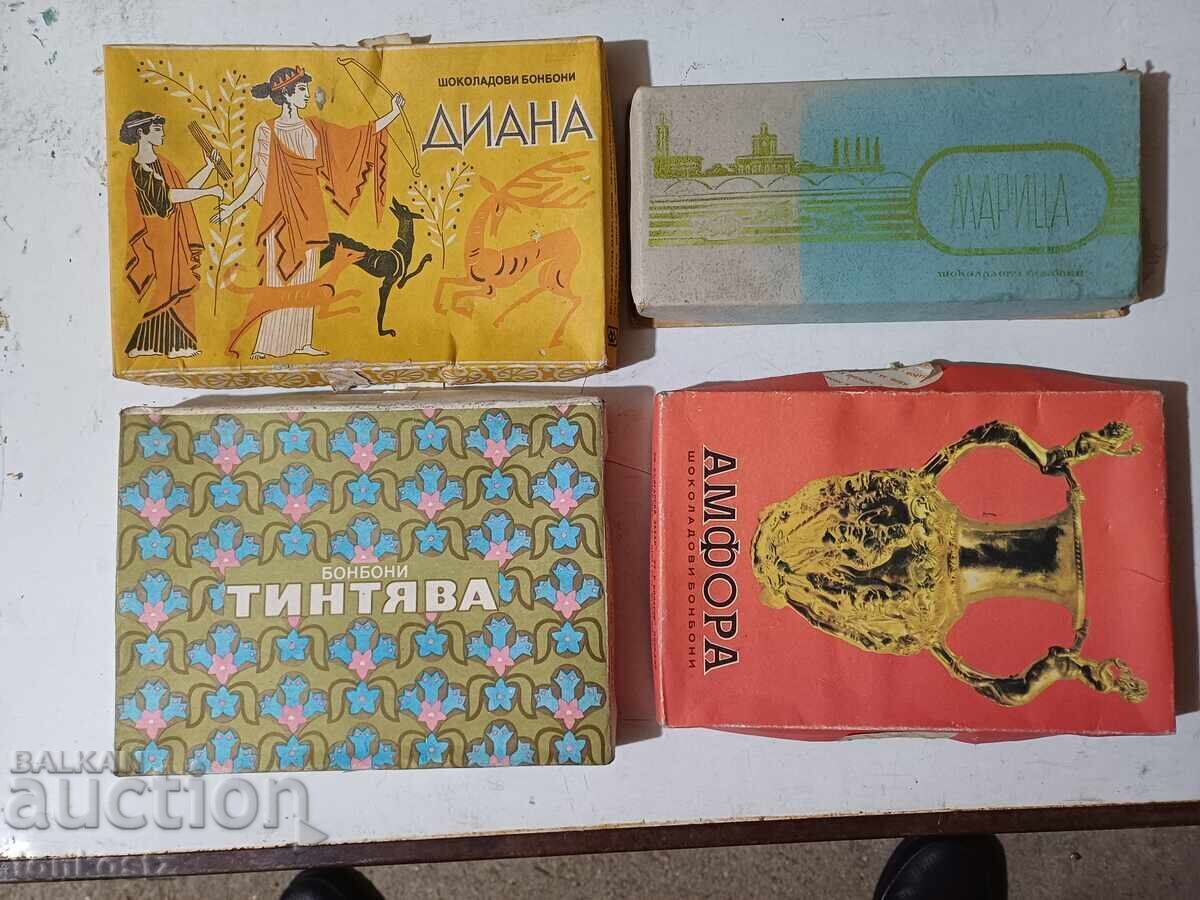 4 buc. Cutii de bomboane goale 1970