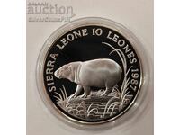 Ασημένιο 10 Λεόνι Ιπποπόταμος 1987 Σιέρα Λ. Απειλούμενα Ζώα