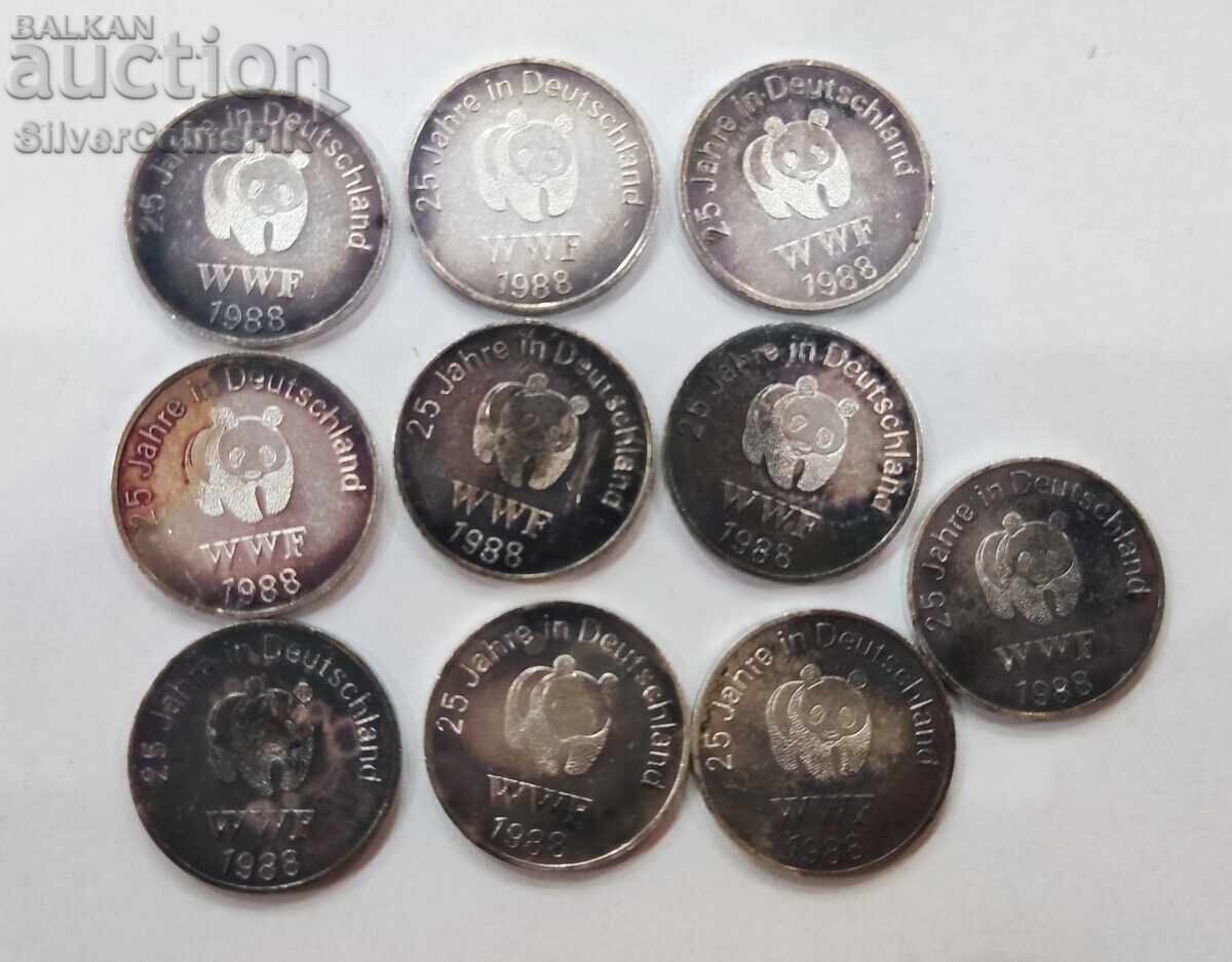Argint 10 bucăți medalii WWF cu preț € 21.00 | 41.07 BGN Argint 10 bucăți medalii WWF cu preț € 21.00 | 41.07 BGN