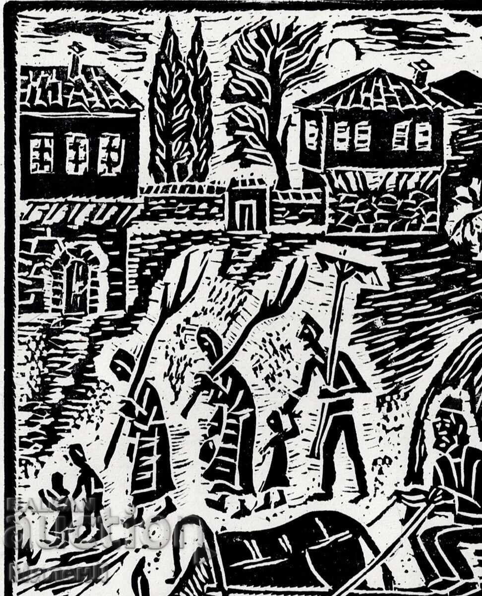 Доставка на Ретро графика на селска тематика, Сенокос