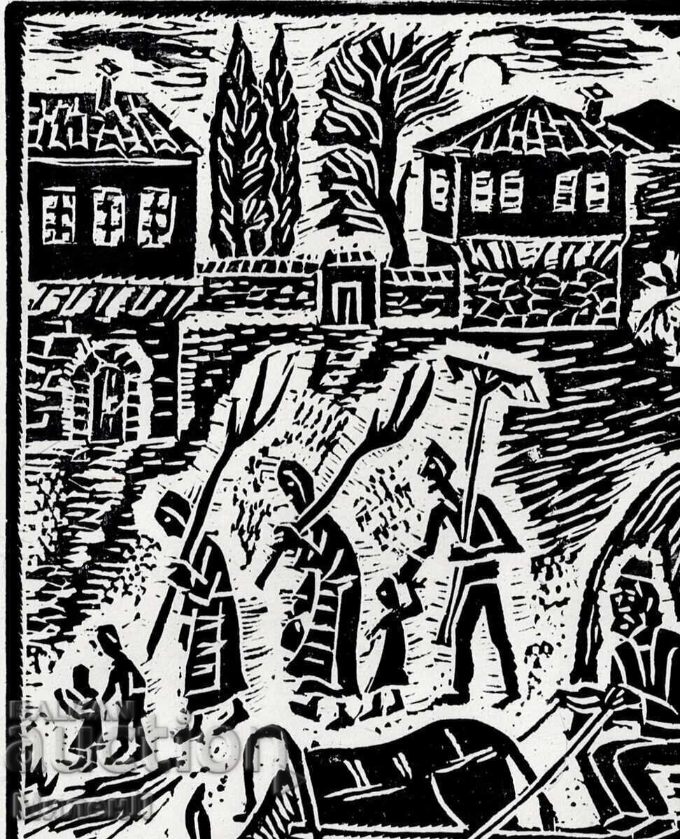 Livrarea Grafică retro cu tematică rurală, Fân