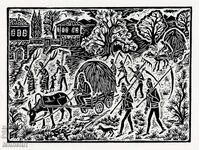 Ρετρό γραφικά με αγροτικό θέμα, Θερισμός