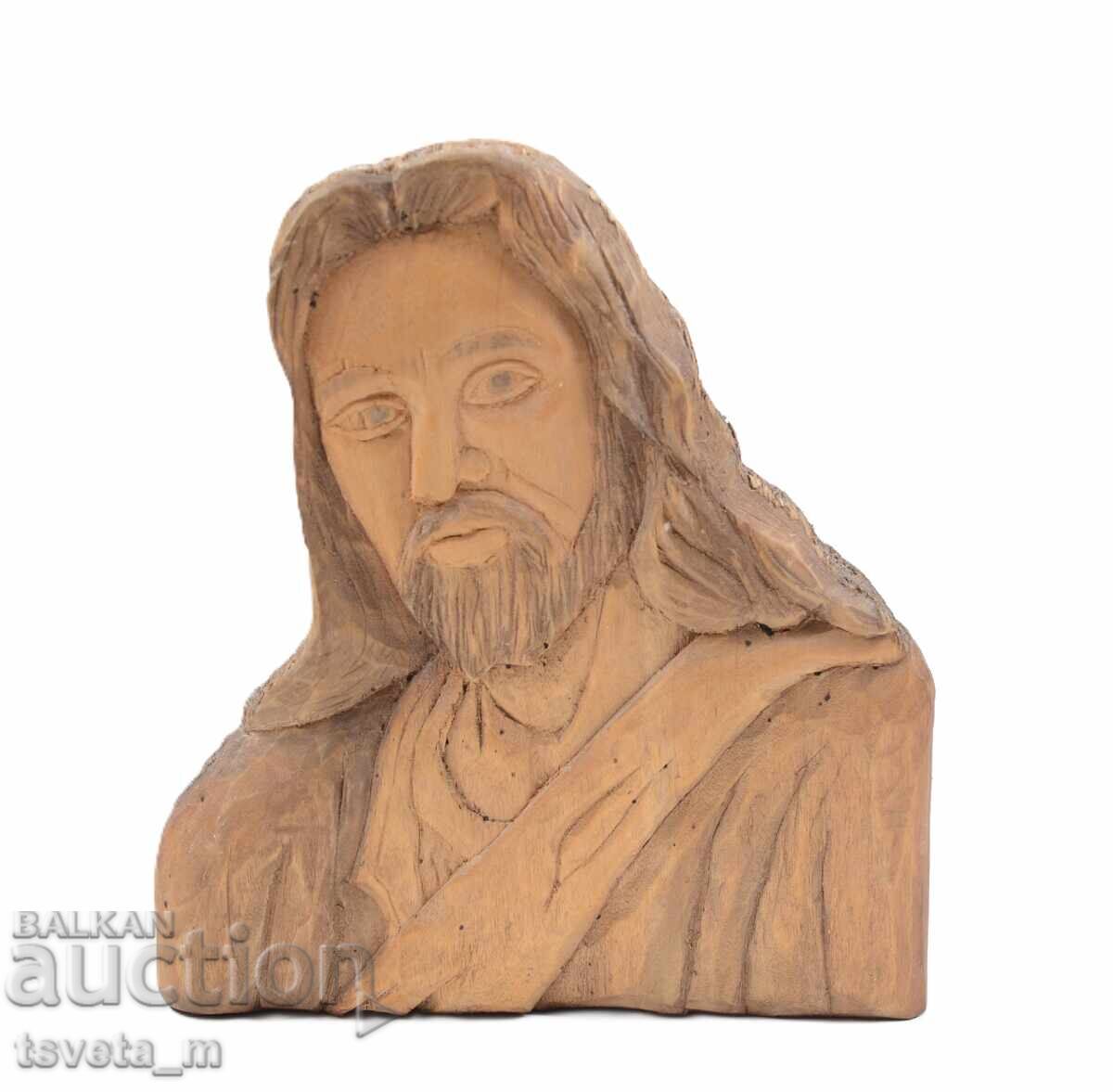 Дърворезба дървен бюст на Исус Христос Дърворезба дървен бюст на Исус Христос