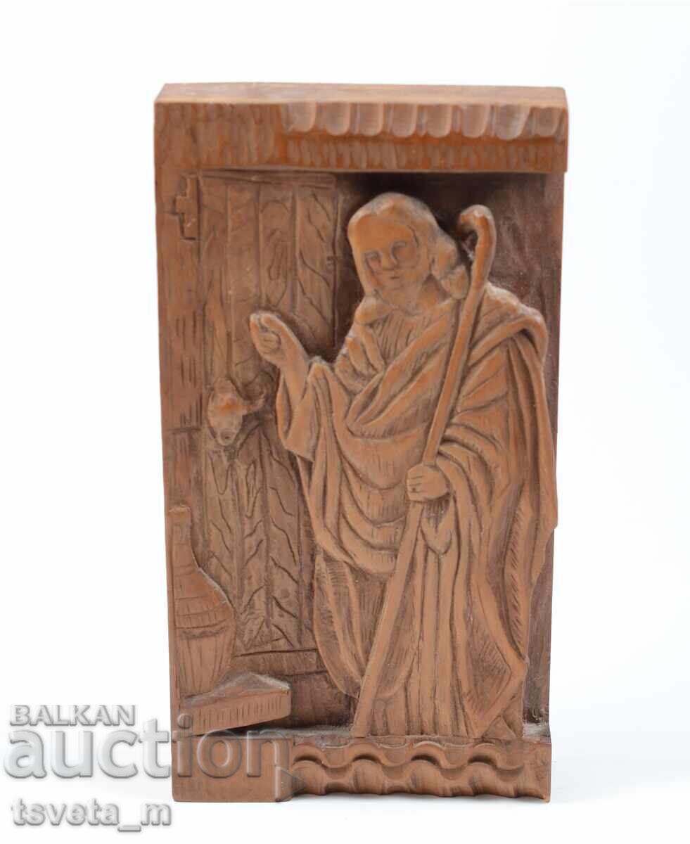 Дърворезба  Исус Христос, който чука на вратата