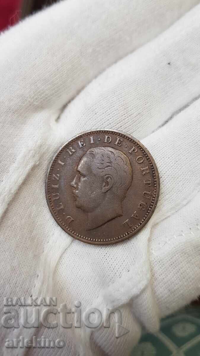 Аукцион Рядка медна монета 20 REIS 1883  Португалия