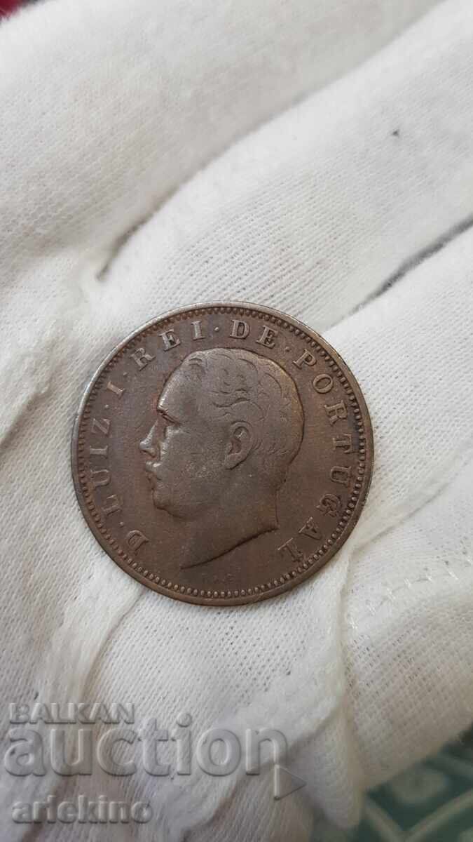 Рядка медна монета 20 REIS 1883  Португалия - 5