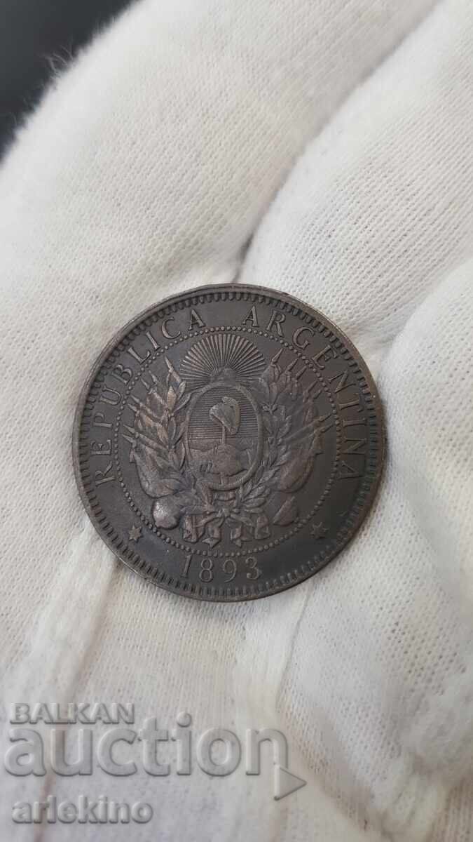 Rare Copper Coin 2 CENTAVOS 1893 Argentina with price € 20.00 | 39.12 BGN