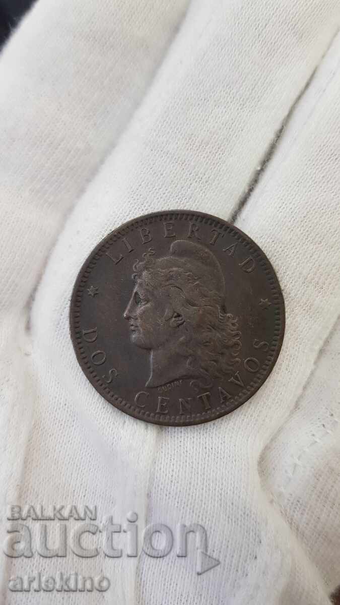 Delivery of Rare Copper Coin 2 CENTAVOS 1893 Argentina
