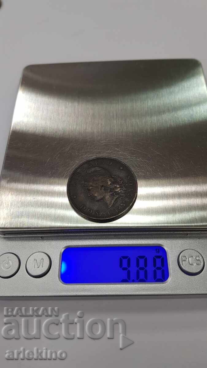 Rare Copper Coin 2 CENTAVOS 1893 Argentina - 7