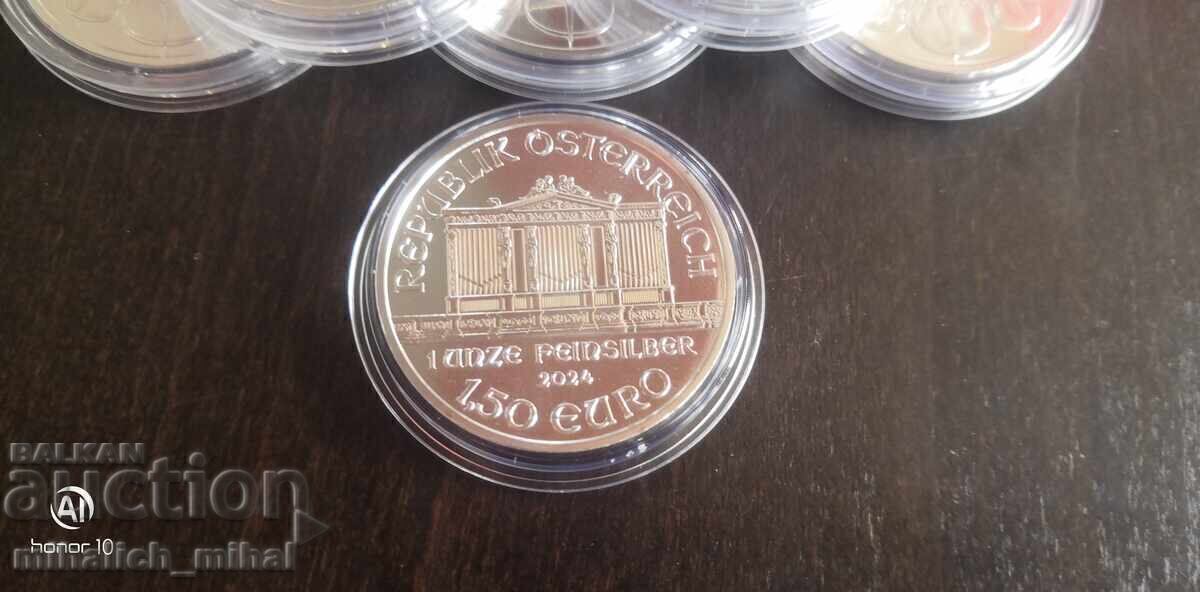 Filarmonica din Viena 2024 1OZ uncie argint de investiție MINT cu preț € 96.00 | 187.76 BGN