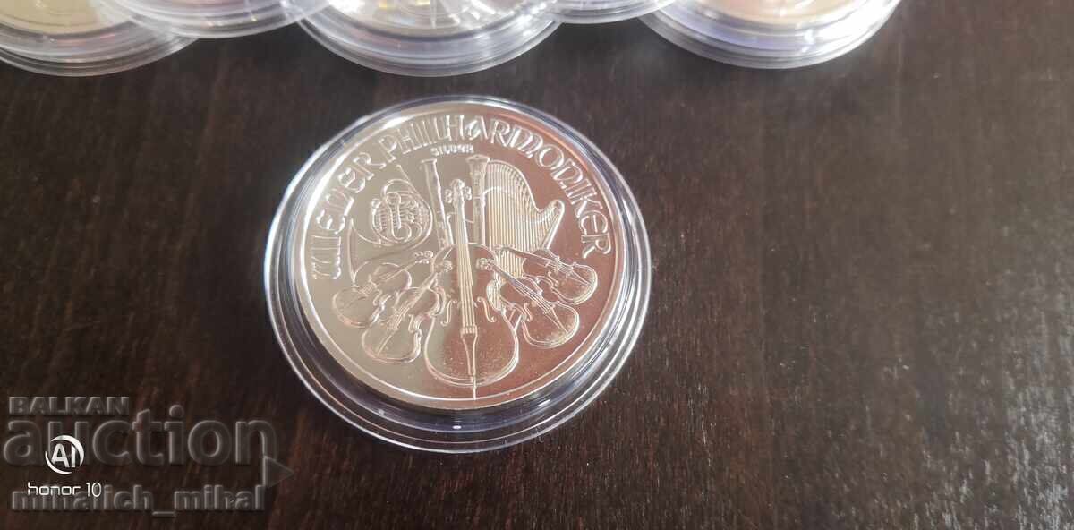 Licitație Filarmonica din Viena 2024 1OZ uncie argint de investiție MINT