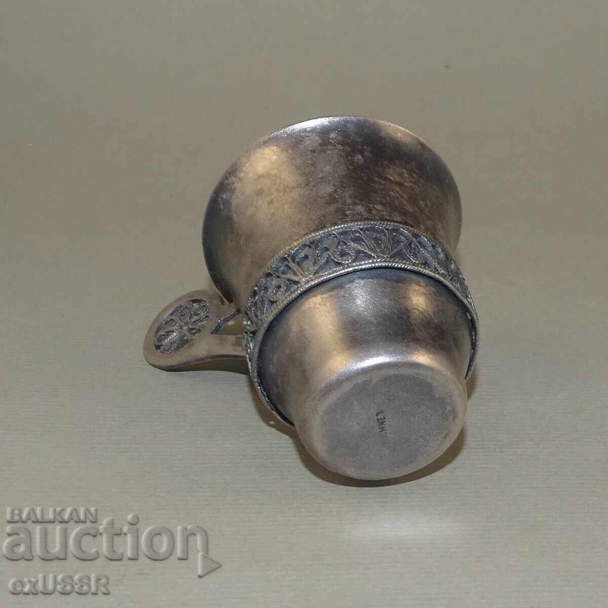 Παράδοση Μικρό ρωσικό μεταλλικό φλιτζάνι κούπα σουβενίρ Παράδοση Μικρό ρωσικό μεταλλικό φλιτζάνι κούπα σουβενίρ