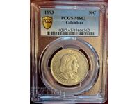 50 ΛΕΠΤΑ 1893 ΚΟΛΟΜΒΟΣ MS 63 PCGS BZC