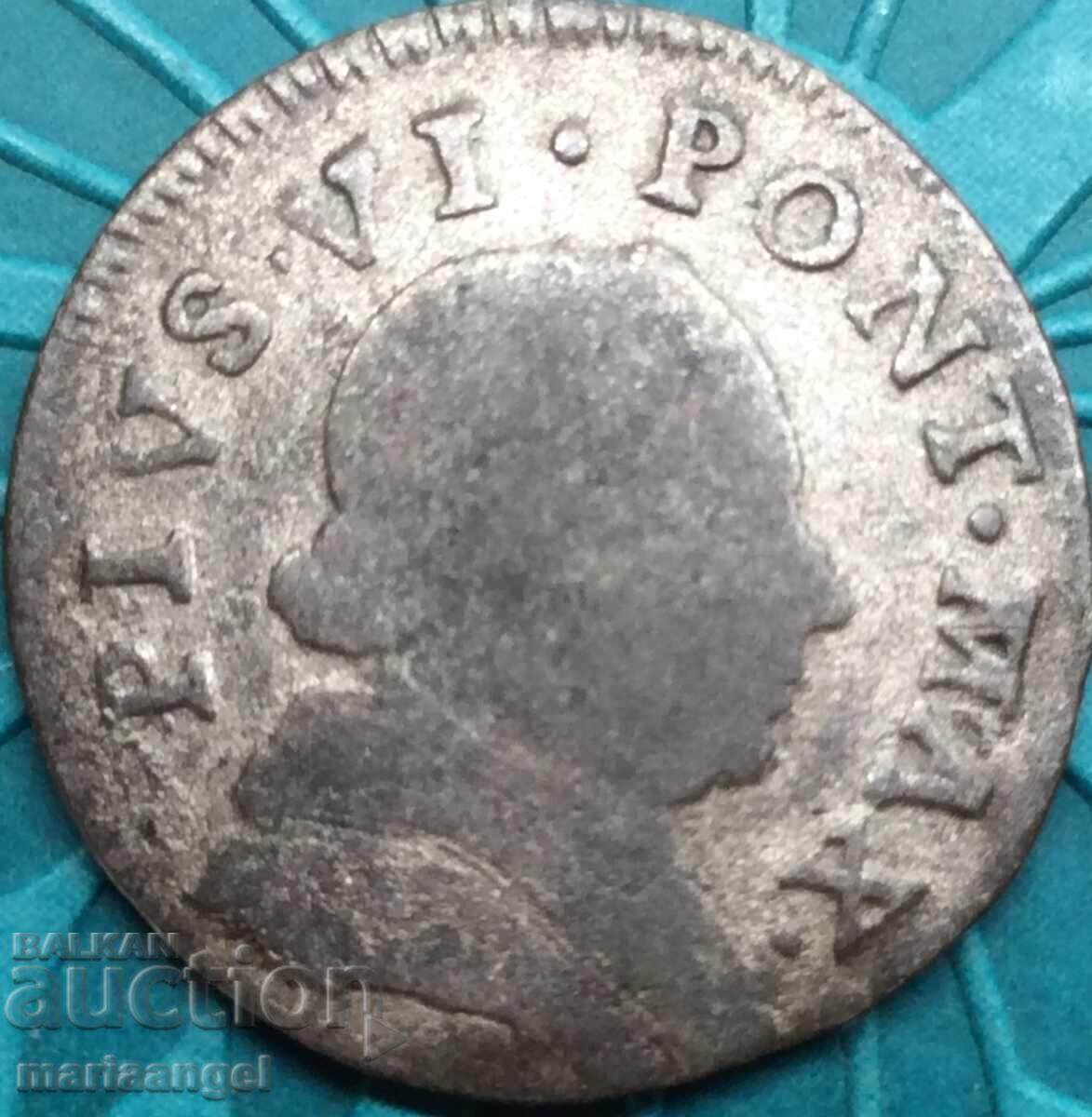 Bologna Mezzo Baiocco 1796 Vatican Pius al VI-lea - extrem de rar cu preț € 39.00 | 76.28 BGN