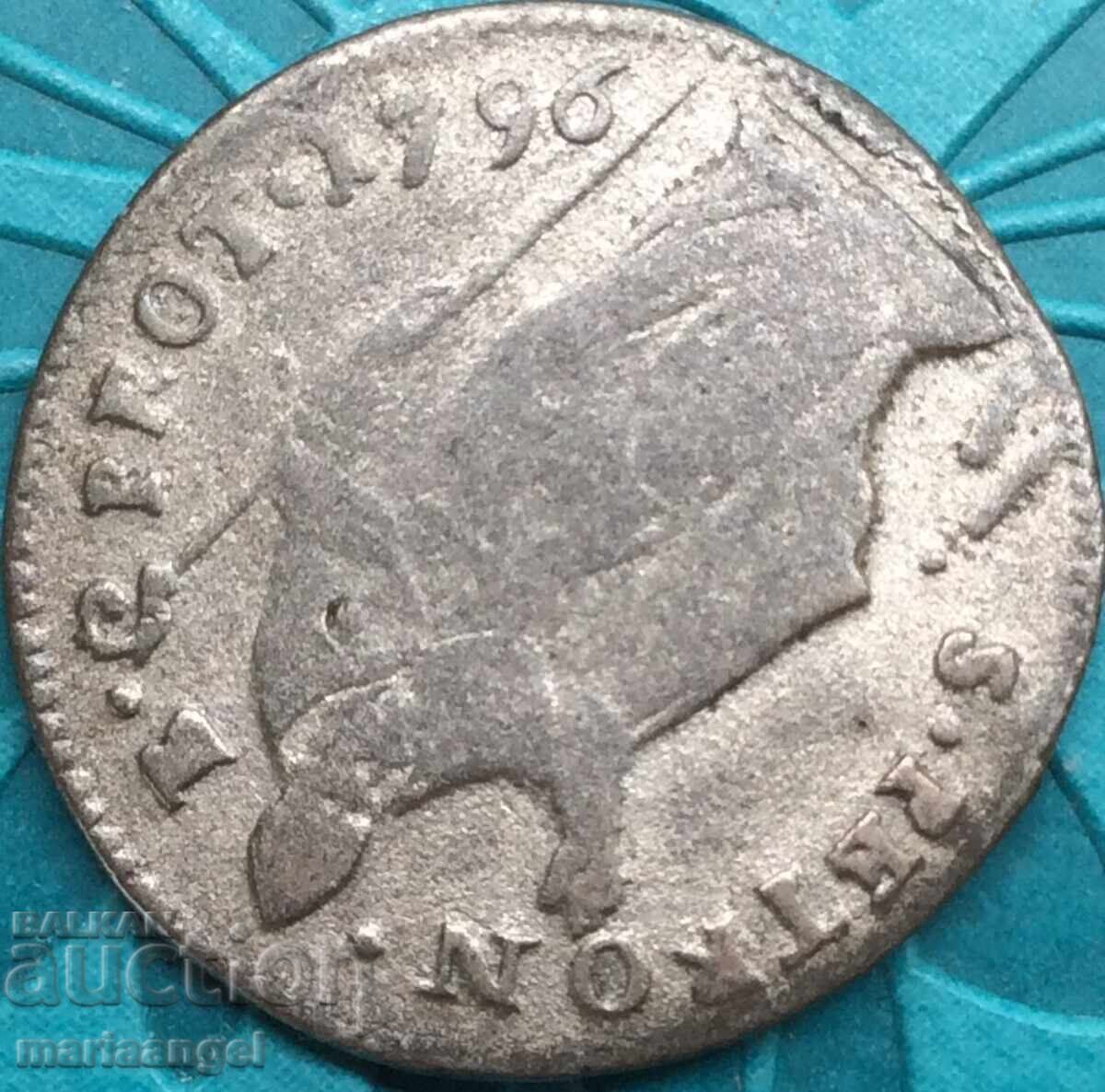 Licitație Bologna Mezzo Baiocco 1796 Vatican Pius al VI-lea - extrem de rar