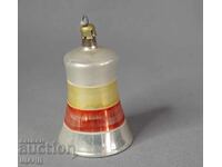 Jucărie veche din sticlă, figurină pentru brad, clopoțel, clopoțel