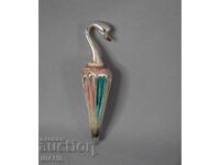 Παλιό γυάλινο παιχνίδι φιγούρα για χριστουγεννιάτικο δέντρο πουλί Κύκνος