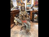 Sculptură mare din lemn / Sculptură în lemn a zeiței Parvati