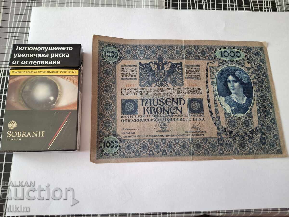 Δημοπρασία Τραπεζογραμμάτιο 1000 κορώνες 1902 Αυστρο-Ουγγαρία