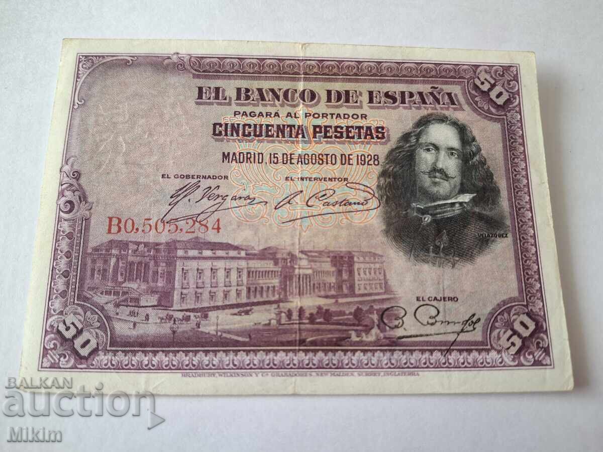 Bancnotă 50 pesetas 1928 Spania1 Bancnotă 50 pesetas 1928 Spania1