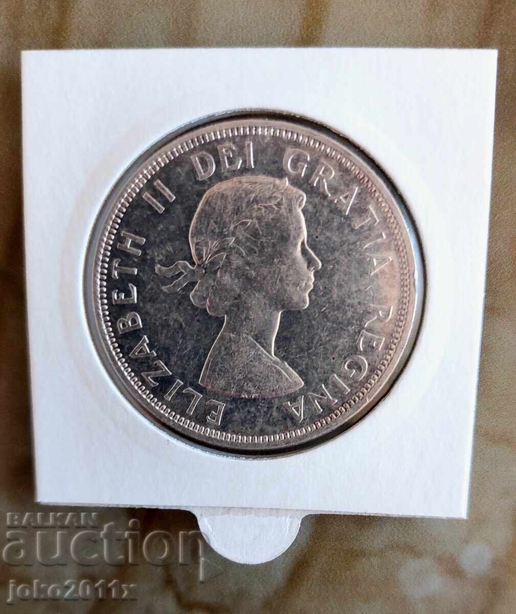 Καναδικό ασημένιο δολάριο $1 του 1964 με τιμή € 50.00 | 97.79 BGN