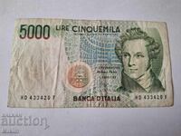 Банкнота 5000 лири 1985г. Италия
