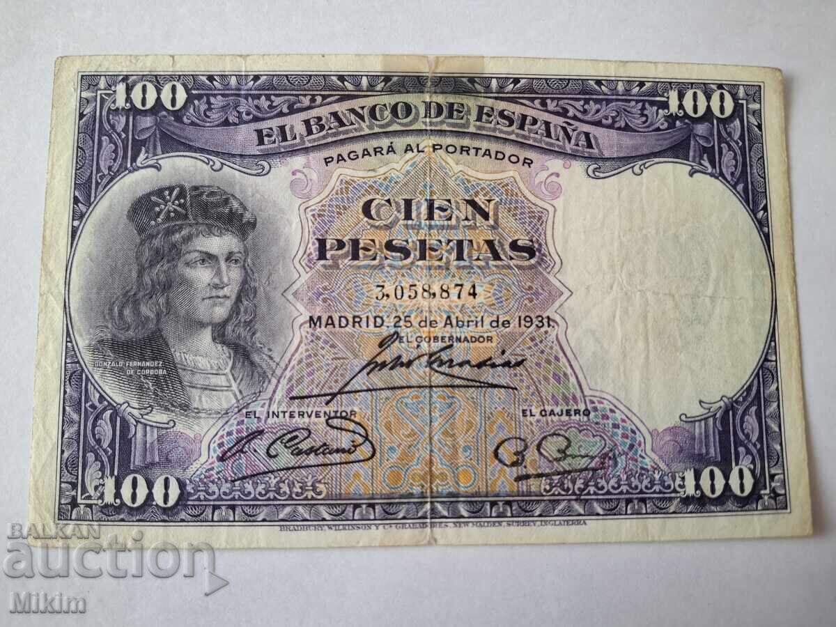 100 Pesetas Banknote 1931 Spain 100 Pesetas Banknote 1931 Spain