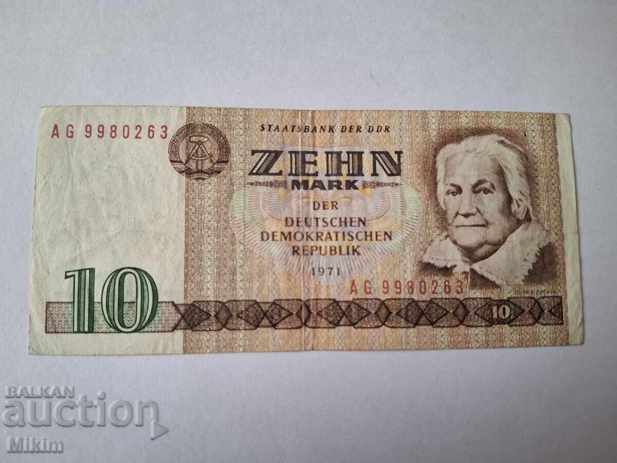 Банкнота 10 марки 1971г. Германия2