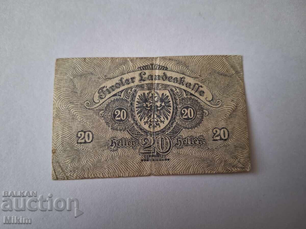 Bancnotă 20 heller 1919 Austria cu preț € 0.01 | 0.02 BGN Bancnotă 20 heller 1919 Austria cu preț € 0.01 | 0.02 BGN