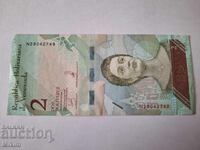 Банкнота 2 боливара 2018г. Венецуела1