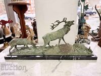Бронзова композиция / скулптура на елен с кошути. №7814