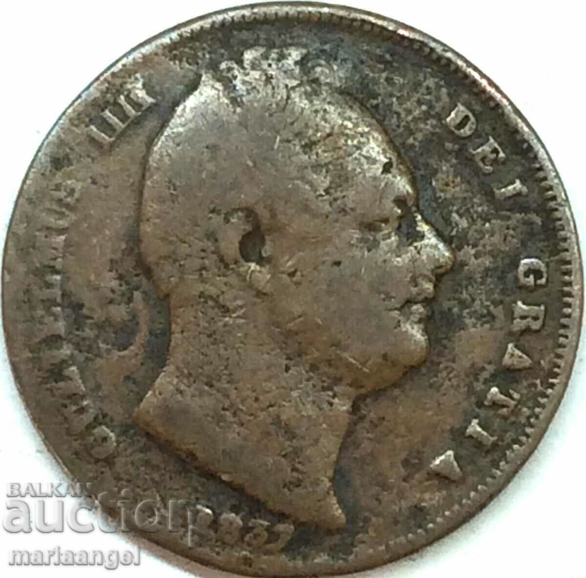 Marea Britanie 1 farthing 1837 William IV bronz rar - 6 Marea Britanie 1 farthing 1837 William IV bronz rar - 6