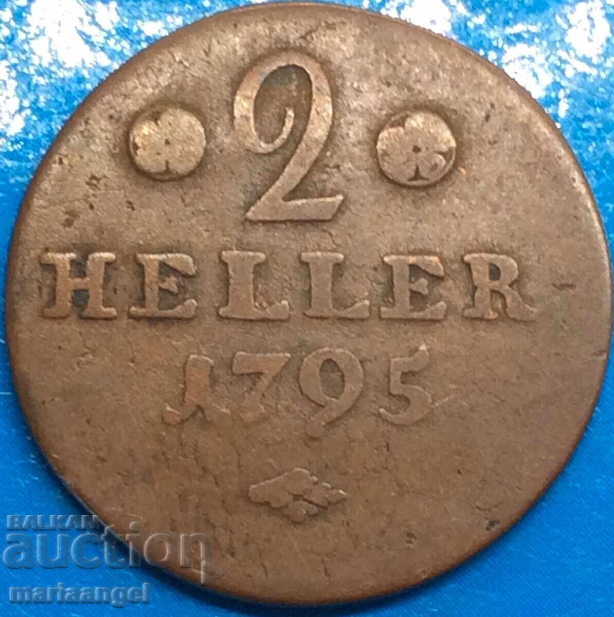 Германия 2 хелера 1795 Хесен-Касел медна с цена € 12.00 | 23.47 лв.