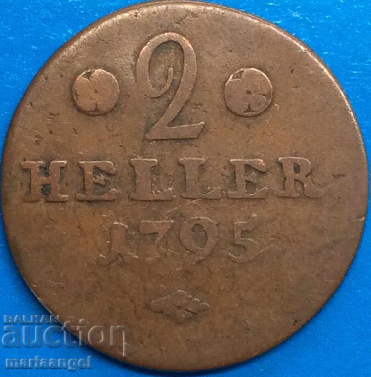 Доставка на Германия 2 хелера 1795 Хесен-Касел медна