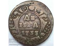 Denga 1737 Russia Empress Anna Ioannovna 7.11g Copper