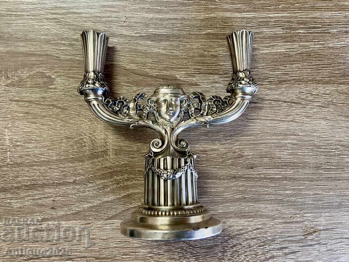 Κηροπήγιο Art Nouveau WMF με δύο θέσεις, μοντέλο №223, Σετσεσιόν με τιμή € 600.00 | 1173.50 BGN Κηροπήγιο Art Nouveau WMF με δύο θέσεις, μοντέλο №223, Σετσεσιόν με τιμή € 600.00 | 1173.50 BGN