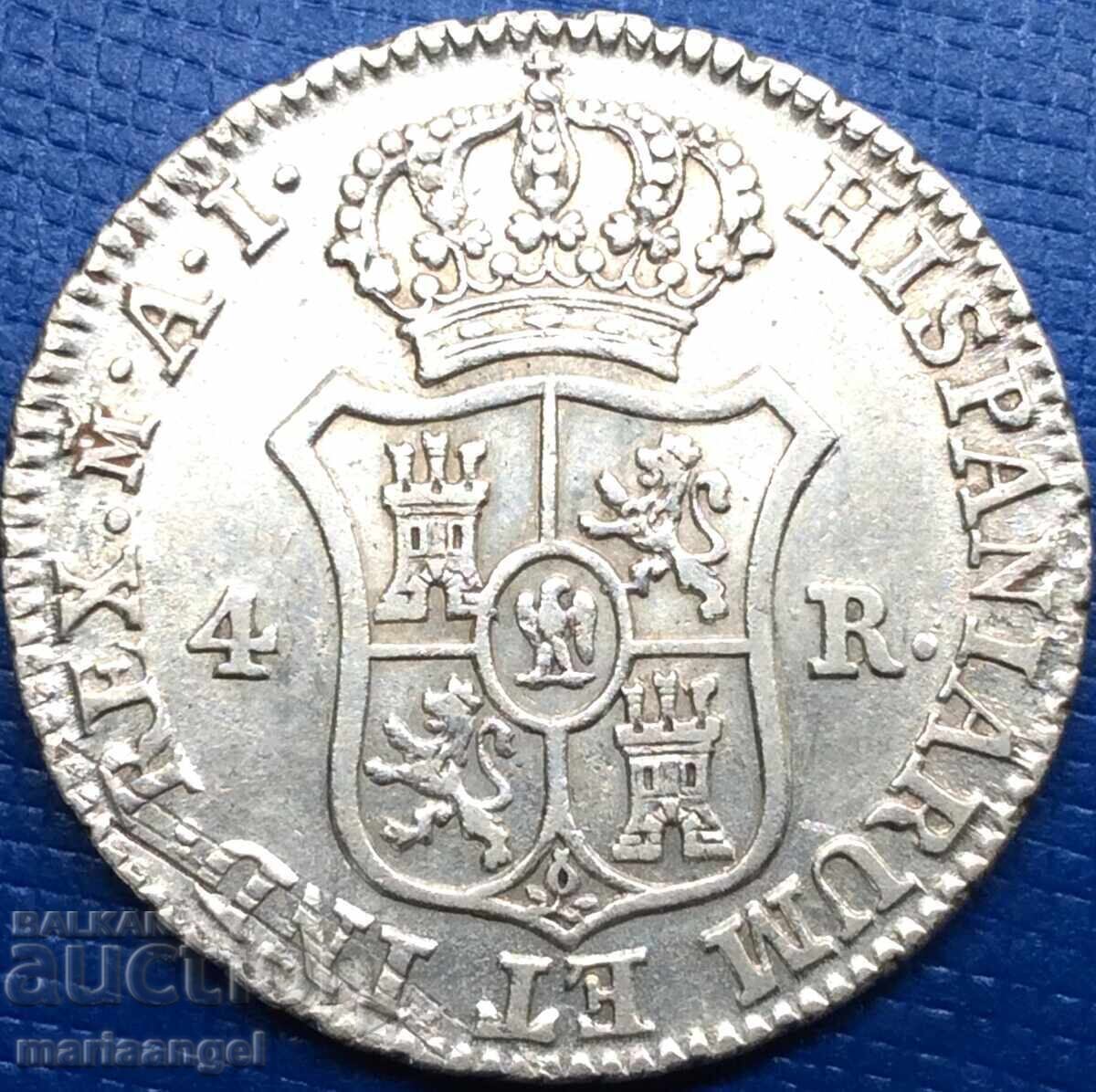 Napoleon Joseph 1810 4 Reales Spain Madrid 5.97g silver - 6