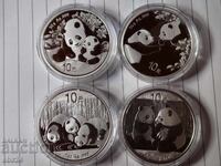 Lot of 4 Silver Coins Chinese Panda