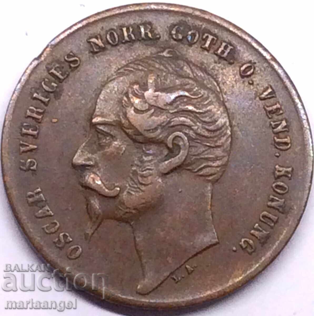 Delivery of Sweden 2 Ore 1858 Ore King Oscar with